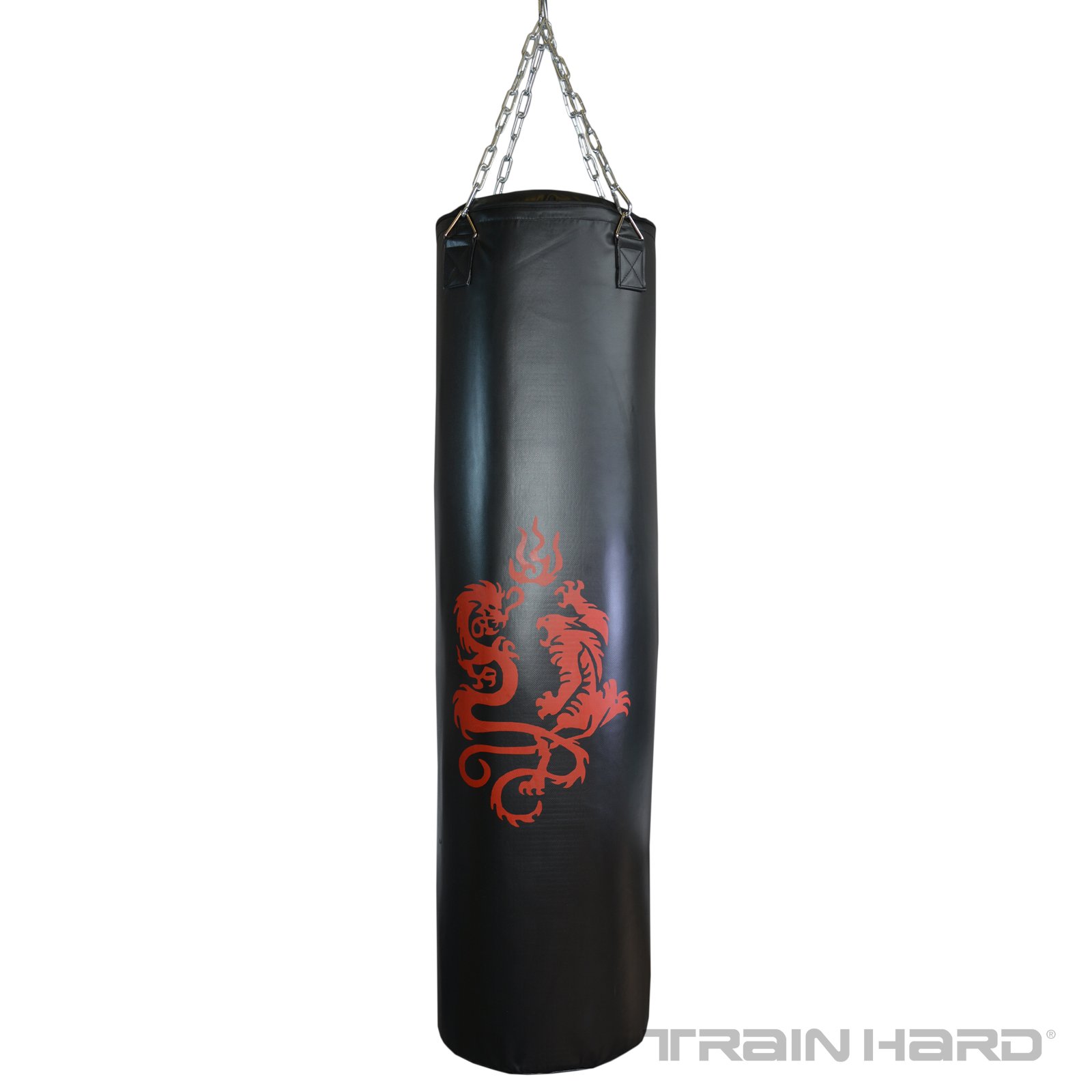 TrainHard worek bokserski, worek bokserski, worek na piasek, wypełniony łańcuchem stalowym Heavy Duty i krętlikiem obrotowym (130 cm / 36 / czarny)