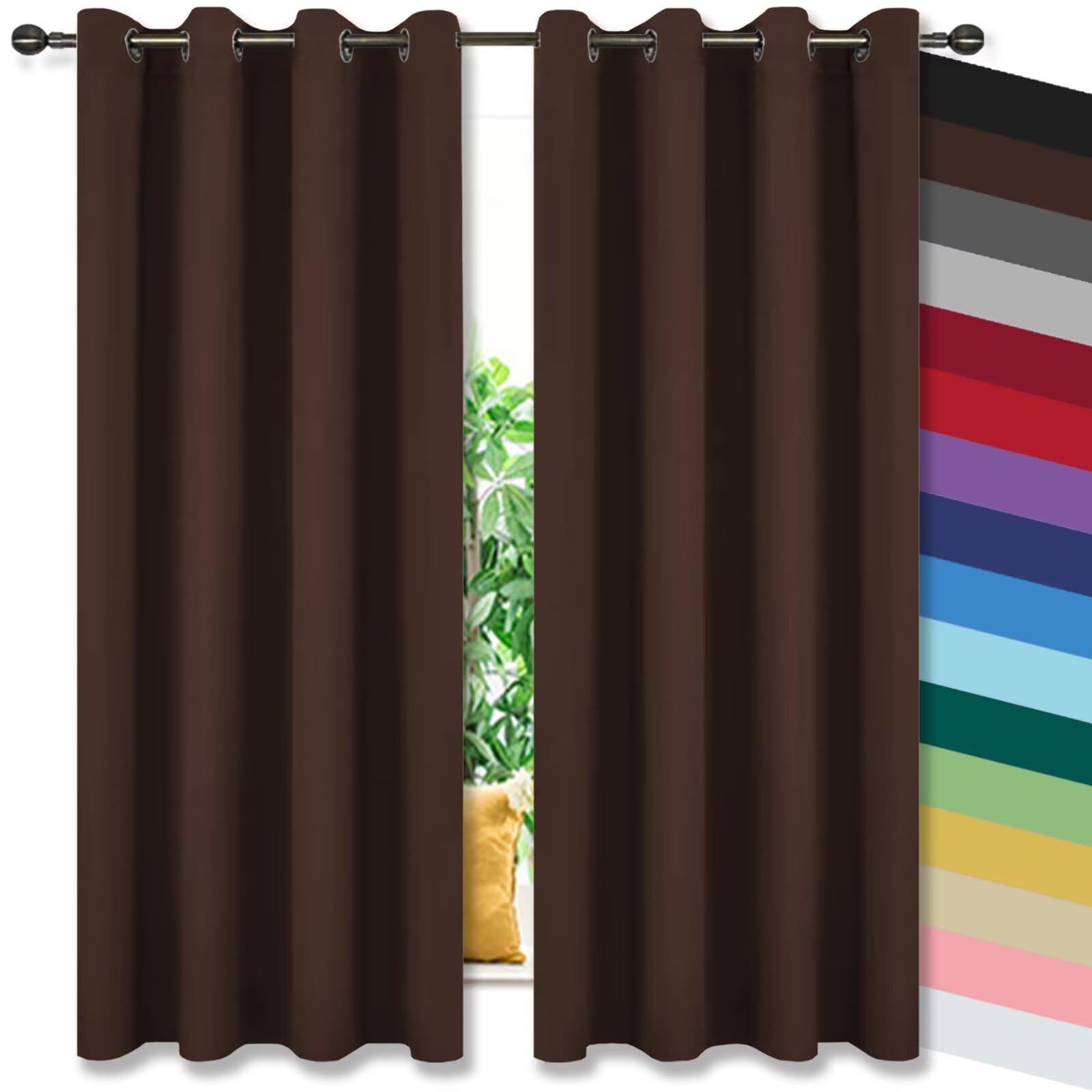 Rideau occultant thermique marron 244 x 140 cm pour chambre