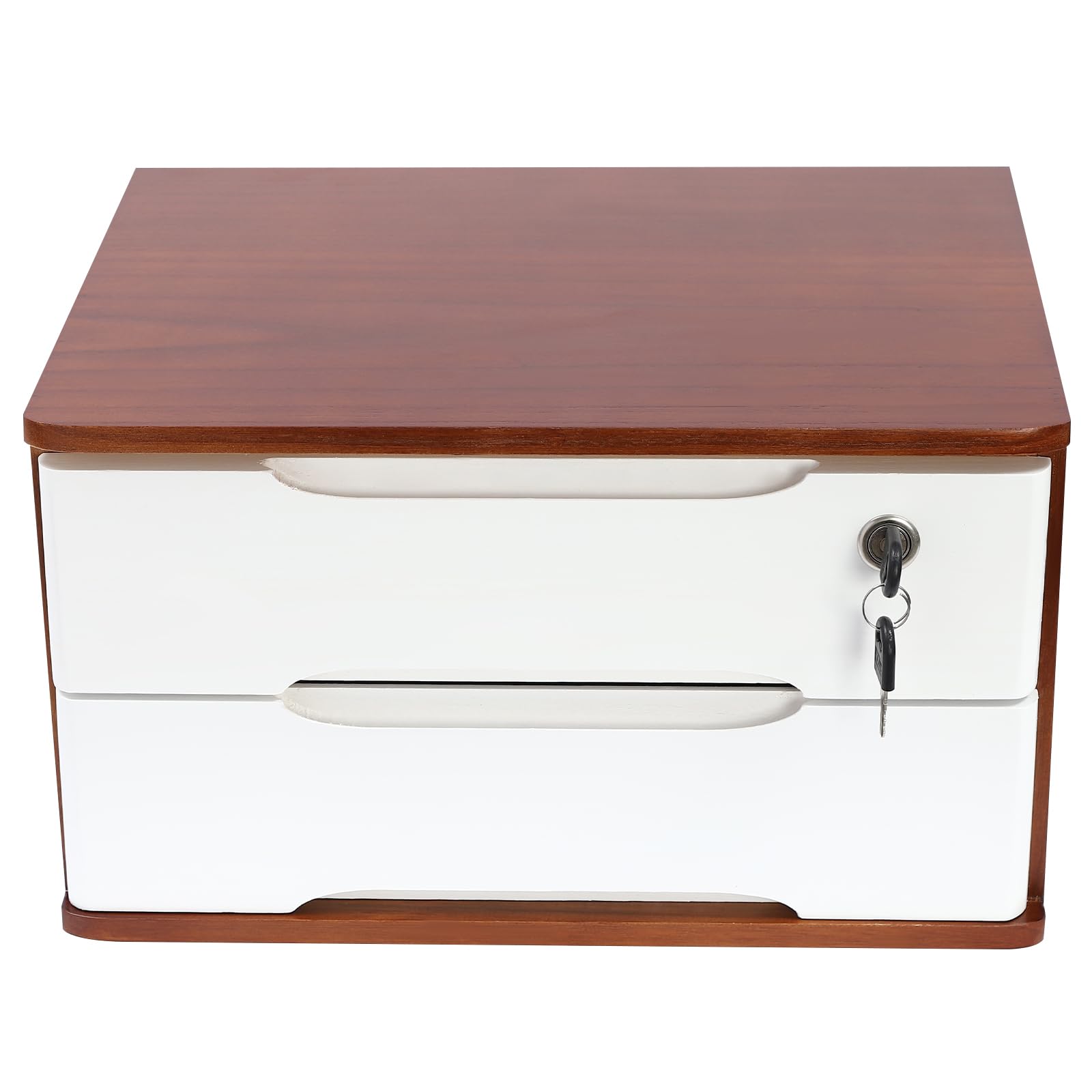 Organizador de Literatura de Madera con cajones y Cerradura, Armario de Almacenamiento de Escritorio, Organizador de cajones, Caja de Almacenamiento de Madera para Suministros del