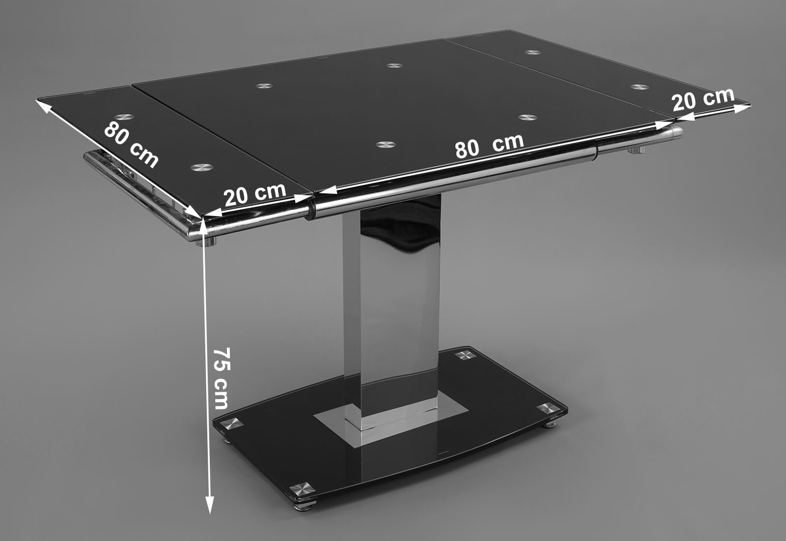 Buy Extendable Glass Dining Table with Pedestal Base Modern Black