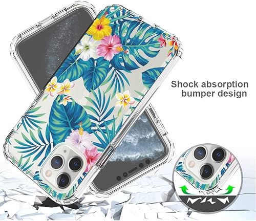 Miniatura 7 de Sidande Funda para iPhone 11 Pro con protector de pantalla de vidrio templado, cuerpo completo transparente floral TPU delgado funda protectora para