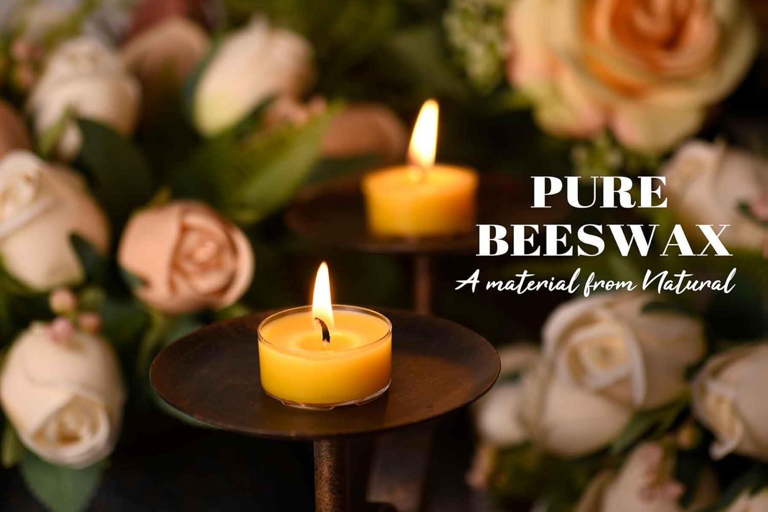 36 Pack Natural Yellow Pure Beeswax Tealight Candles - Clear Cup Organic Small Candle Unscent Smokeless Clean Burning