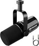 FDUCE SL40+ Microphone dynamique Podcast,USB/XLR Kit de micro pour podcasting, gaming & streaming, Boom Arm Stand Dynamic Mic, sortie d'écouteur encastrée, bouton musé, bouton de gain