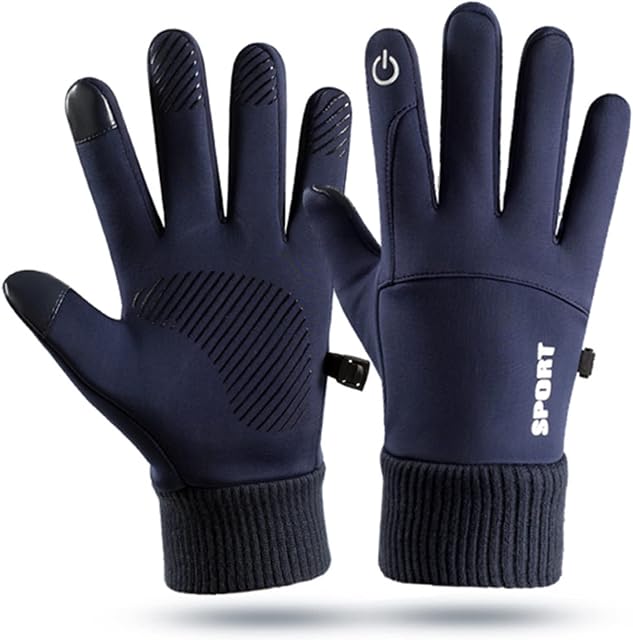 Eivdru Heated Gloves for Men Women, Heated Gloves Camping Hand Warmers Winter Warm Touchscreen Gloves Waterproof Gloves Windproof Glove for Outdoor Cycling Skiing(Navy,XL)
