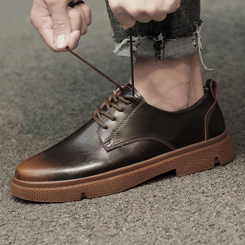 Men's Lace-up Casual Shoes Low-top Oxford Shoes Height-Increasing wear-Resistant Round-Toed Soft-Soled Shoes for Men2