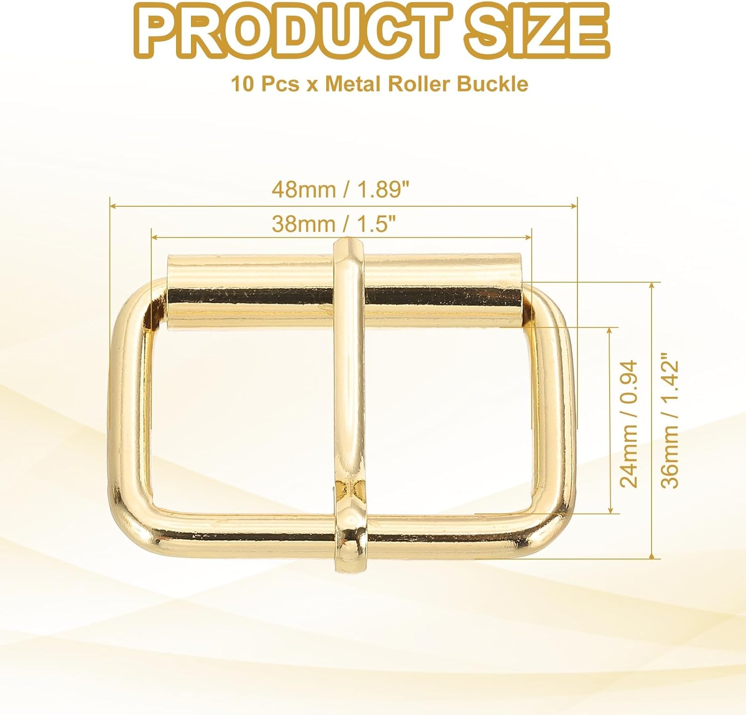 PATIKIL Metal Roller Buckle, 10Pcs 1.5 Inch (38mm) Belts Hardware Multi-Purpose Pin Buckles for Bags Leather Belt Strap DIY Crafts Dog Leash, Light Gold - Image 2