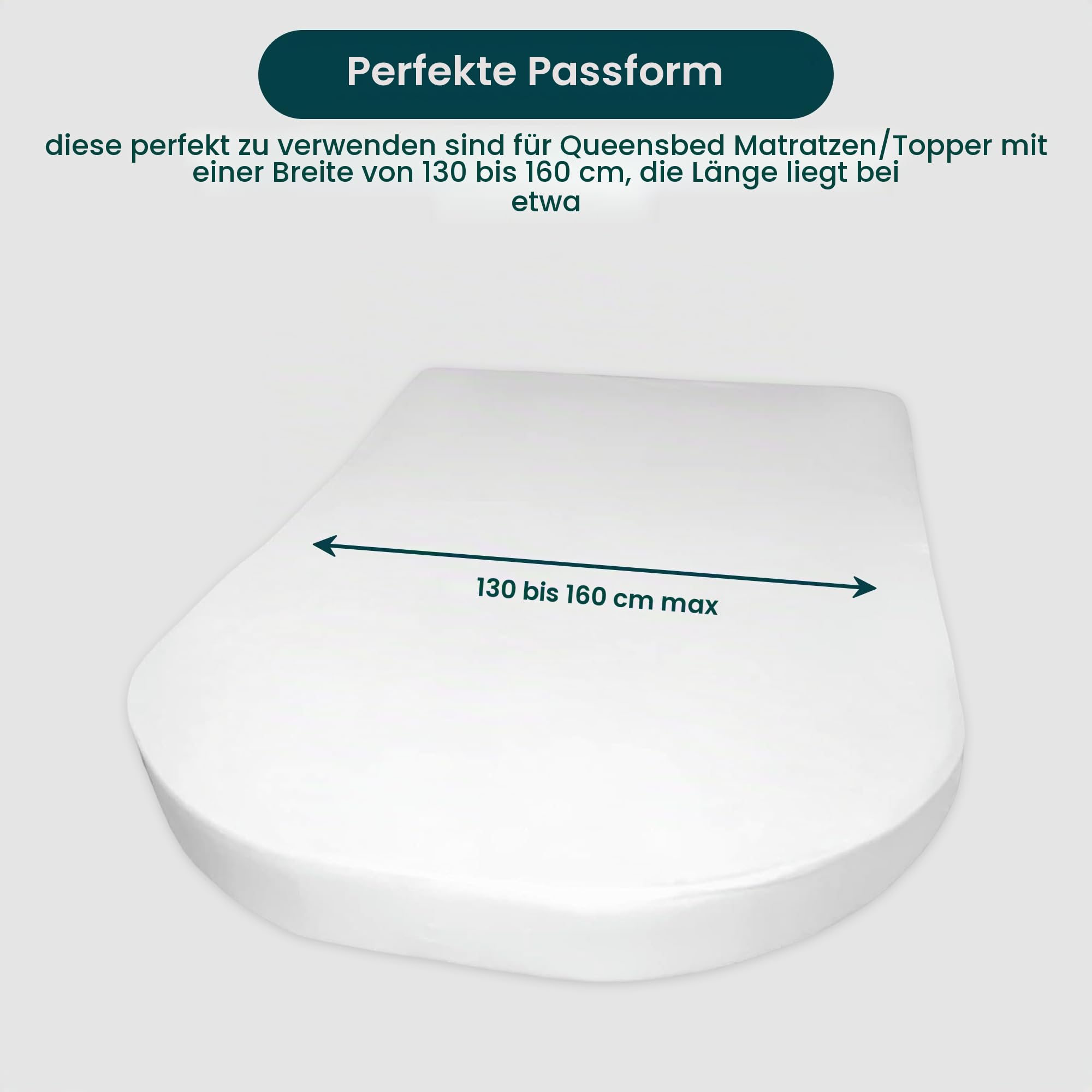 Bettlaken Queensbett-Wohnmobil 2er Set - 1 Molton und 1 Spannbettlaken Weiß(135-160cm x 210cm) für Wohnmobil oder Caravan - 100% Baumwolle -Oeko-TEX - Weiß