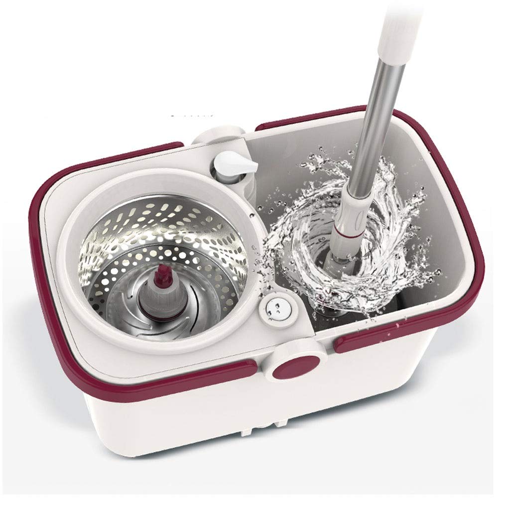 Fregona giratoria, Mango Ajustable de Acero Inoxidable con 2 Cabezales de fregona de Microfibra con dispensador de detergente para Limpieza de Pisos