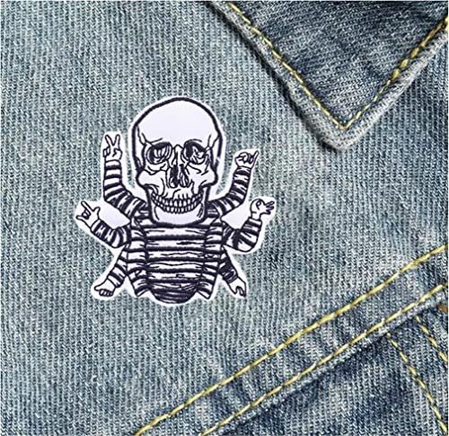 Ulricar Punk Skull Embroidered Patch Appliques Iron On Patches Funny Badges Skeleton Sew On Patches Cool Applique Patch Halloween Gifts Accessory For Jackets Hat Clothing Bags, Black, Yd21 #TOP2