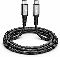 Cabo USB-C 1 Metro 60W Preto, Reforçado, Nylon Trançado, Carregamento Rápido, Tipo C para Notebook, Celular, i.Phone 15, Samsung, MacBook, Resistente