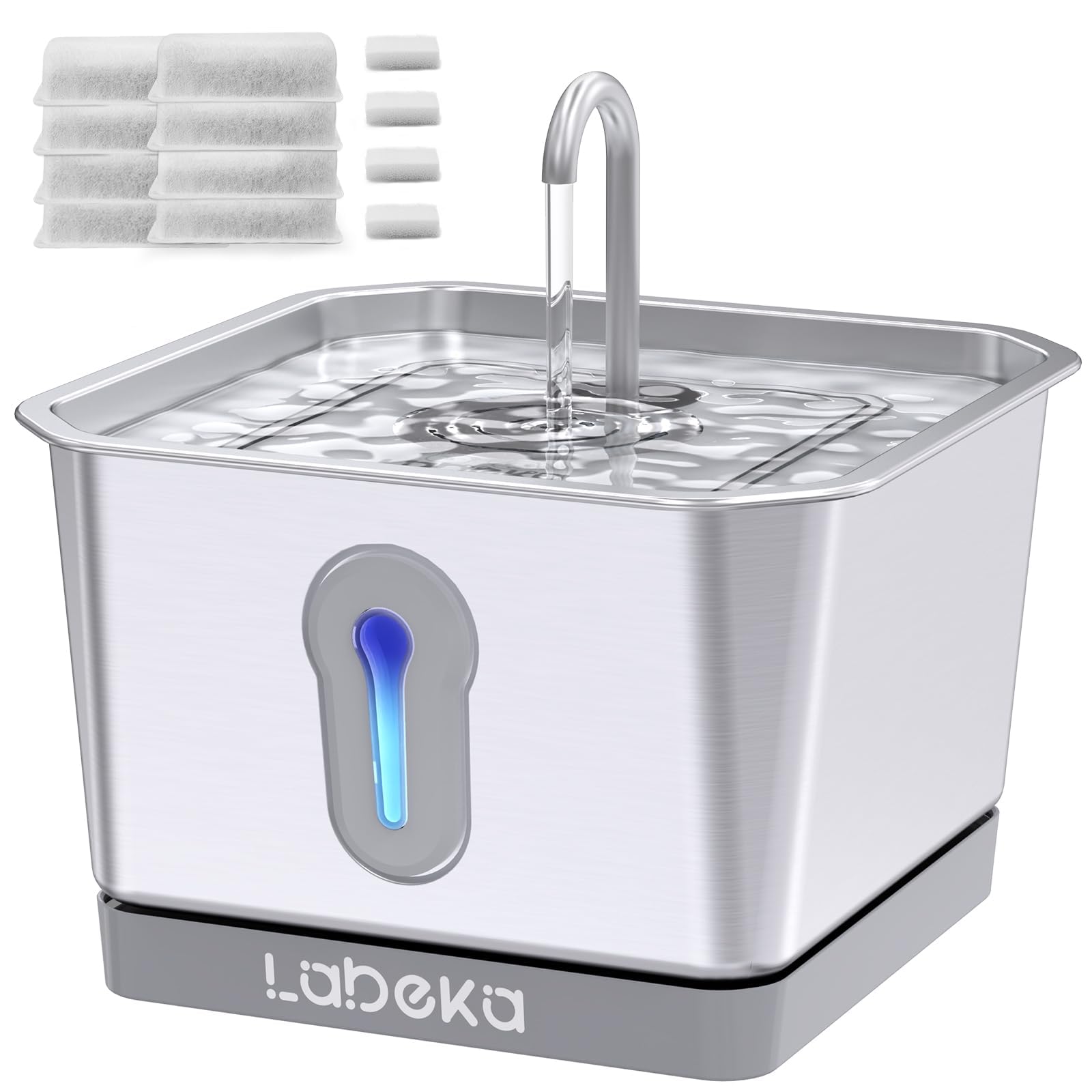 Photo 1 of 135oz/4L Wireless Cat Water Fountain, [304 Stainless Steel]&[Water and Electricity Separation Safety Design], Pet Fountain for Cats Inside, Innovative Design Easy to Clean for Cats and Dogs-8 Filters