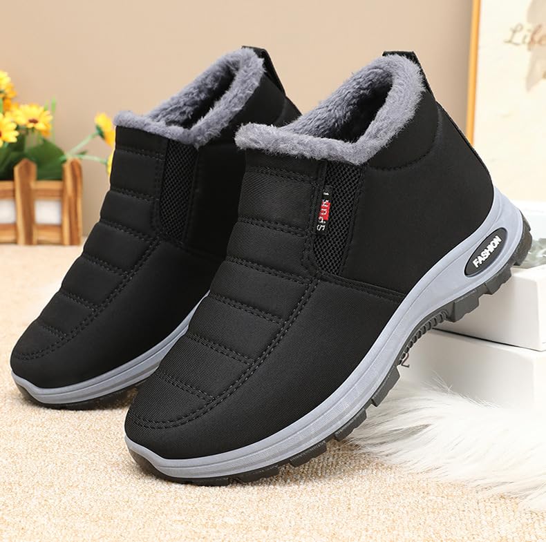 Women's Warm Boots Ladies Winter Ankle Slip on Short Snow Fur Lined Boots Comfortable Waterproof Orthopedic Walking Fur Fuzzy Soft Booties Wide Warm Arch Support Shoes4