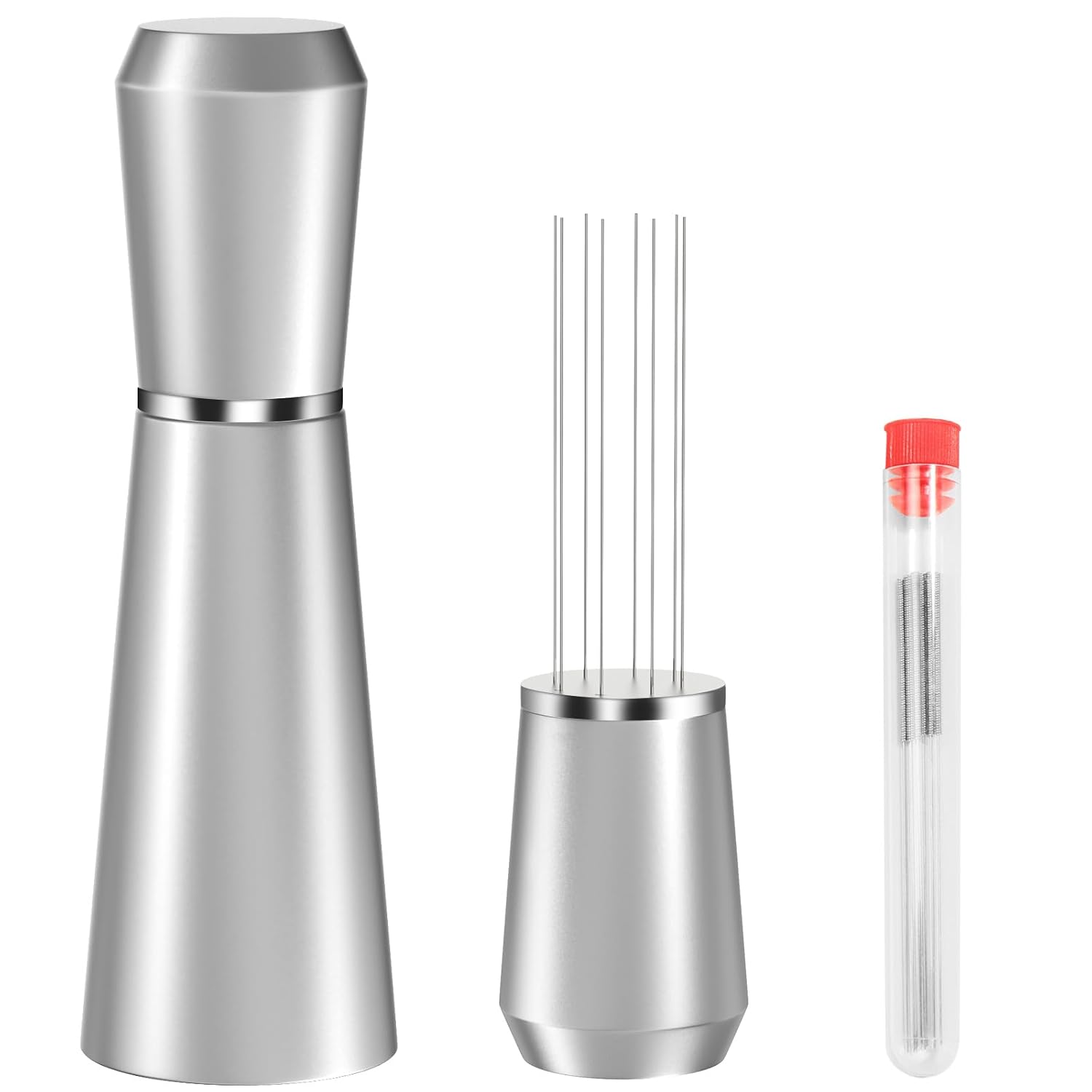 WDT Espresso Distribution Tool 0 35mm 8 Needle Coffee Stirrer with 8 Extra Needles 304 Stainless Steel Aluminum