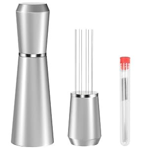 WDT Espresso Distribution Tool 0 35mm 8 Needle Coffee Stirrer with 8 Extra Needles 304 Stainless Steel Aluminum