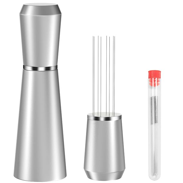 WDT Espresso Distribution Tool 0 35mm 8 Needle Coffee Stirrer with 8 Extra Needles 304 Stainless Steel Aluminum