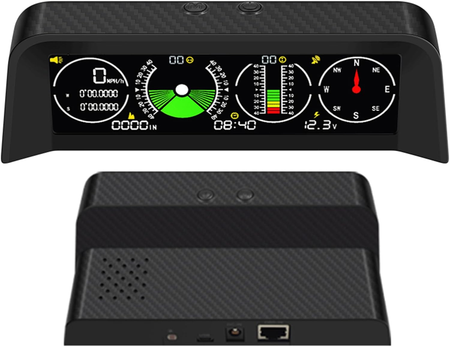 Digital Car Inclinometer for Off-Roading & Overland - HUD GPS Speedometer, Clinometer Roll Angle Slope Meter, Compass, Time, Volt Display - Universal Vehicle Gauge for Car, RV, SUV