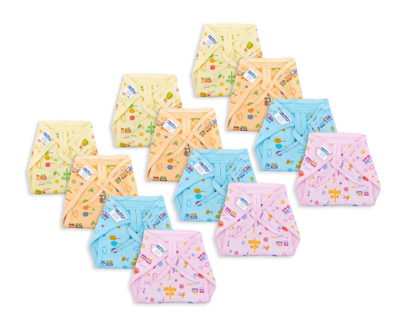 Bumsies Tie up Nappy For Babies, Reusable, Washable Soft Muslin Cotton Nappy/Langot for New Born Baby | Gentle on Baby Skin, Pack of 12 | Helps in Potty Training | Medium, Dyd, Printed-image-48