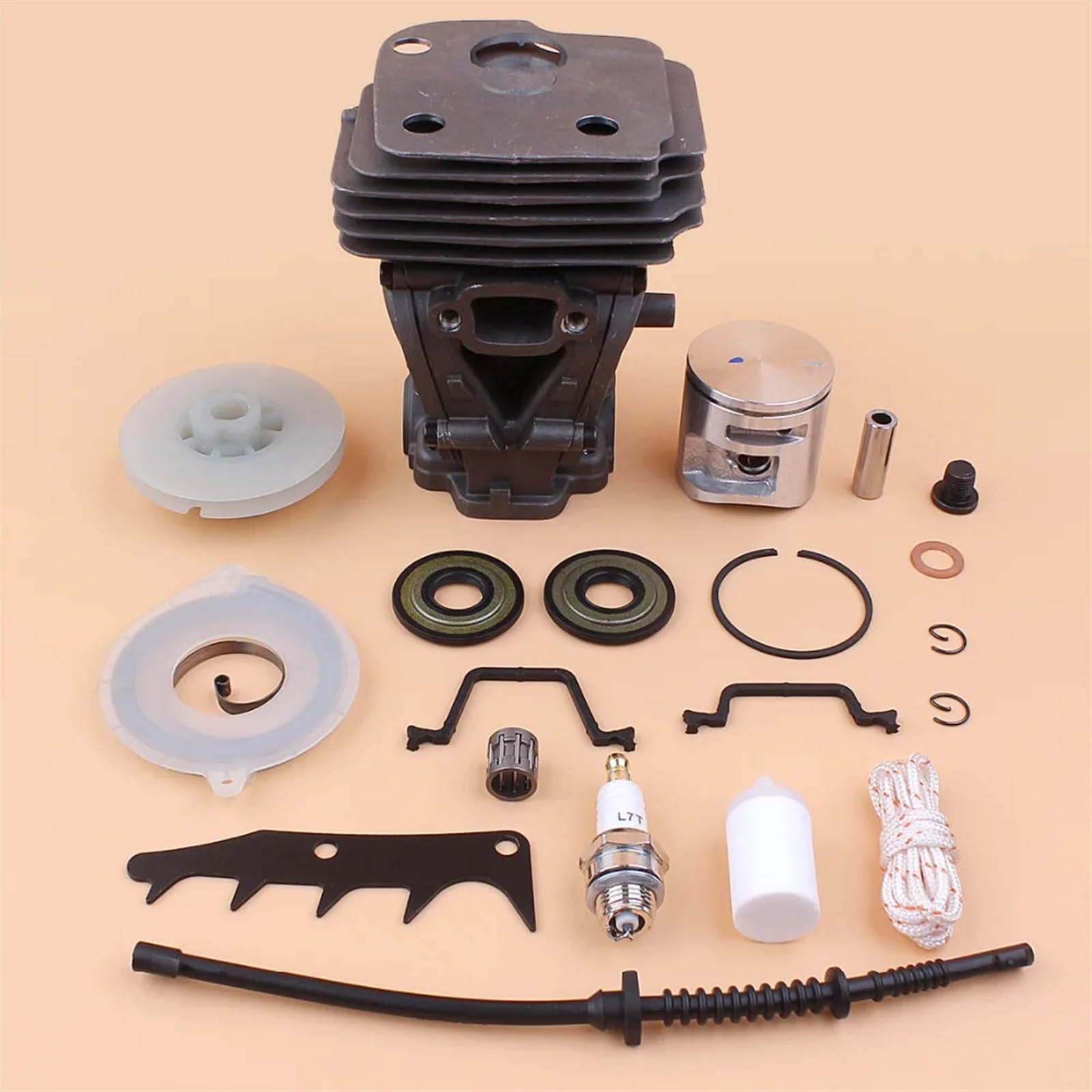 DUNLAP Cilindro pistón Sello de Aceite polea de Arranque Resorte Parachoques Pico Apto for 450 445 450E Kit de reconstrucción de Motor de Motosierra de Gas-44MM