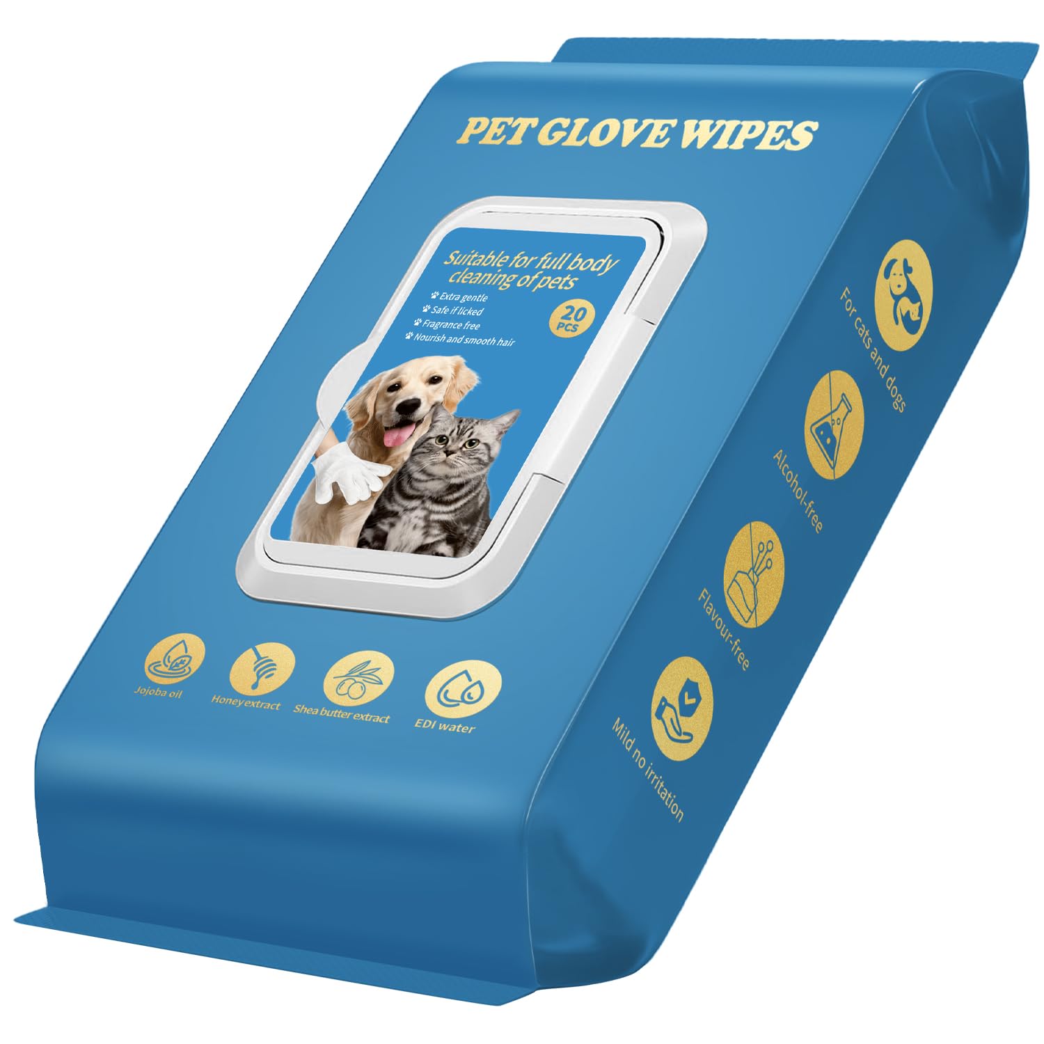 FAZMoss Toallitas de guantes para mascotas para perros y cachorros – Toallitas gruesas y suaves para mascotas, aseo sin lavado para piel, cara, cuerpo, patas, trasero, viajes y uso diario, toallitas