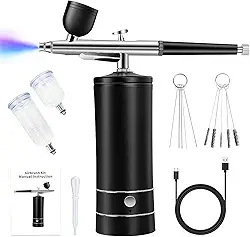 Kit de aerógrafo compressor de aerógrafo sem fio recarregável, alta pressão 30PSI, pistola de aerógrafo portátil portátil, conjunto de escova de ar sem fio para pintura de modelo, maquiagem