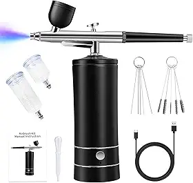 Kit de aerógrafo compressor de aerógrafo sem fio recarregável, alta pressão 30PSI, pistola de aerógrafo portátil portátil, conjunto de escova de ar sem fio para pintura de modelo, maquiagem