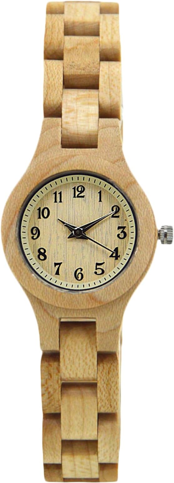 Wood Watch Women Analog Quartz Watches with Wooden Band Lightweight Dress Wristwatches for Ladies
