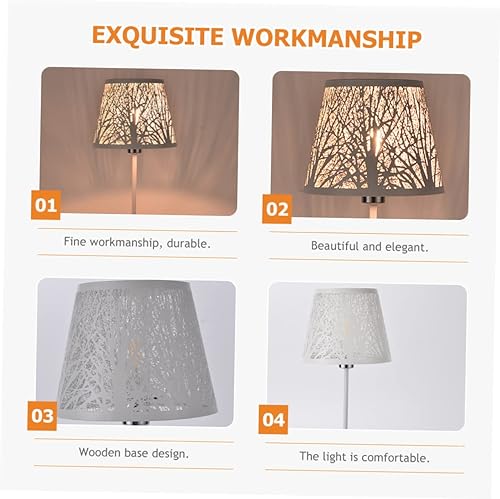 Miniatura 2 de Veemoon 2pcs Woods Lampshade Lamp Body Table Lamp Rustic Lamp Shadow Desk Lamp Tree Shadow Bedside Lamp USB Lamp Kids' Room Décor Gothic Home Decor