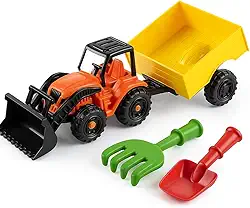 Trator Brinquedo Construction com Carretinha Basculante, 30 cm