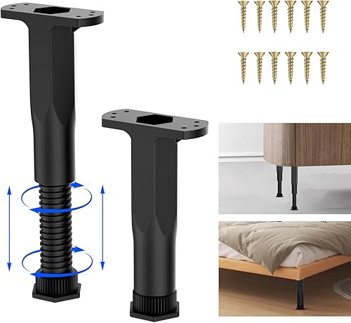 Patas de soporte central de altura ajustable para marco de cama, patas de soporte de listones centrales de cama (6 11.2 (2 unidades)