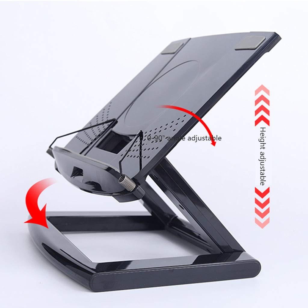 Supporto for Notebook for Computer Portatile Nero Pieghevole, Altezza Regolabile da 3 a 14 cm, Stand e titolari di Lettura dell'angolo Regolabile, Riser da Laptop in Metallo