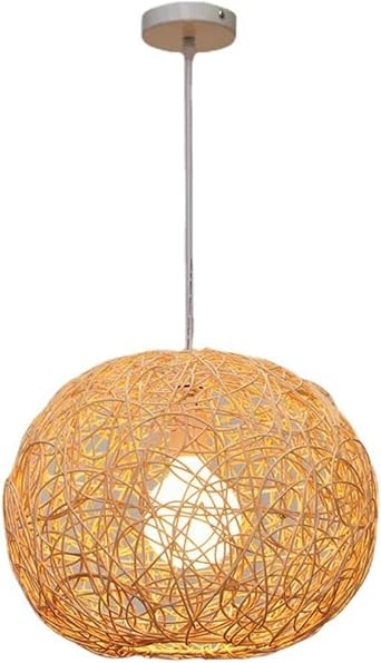 Creative Hand-Woven Rattan Ball Chandelier by Simple Modern, Ideal for Bedroom, Living Room & Catering Shops, Pastoral Style Round Ball Pendant Lamp Lighting