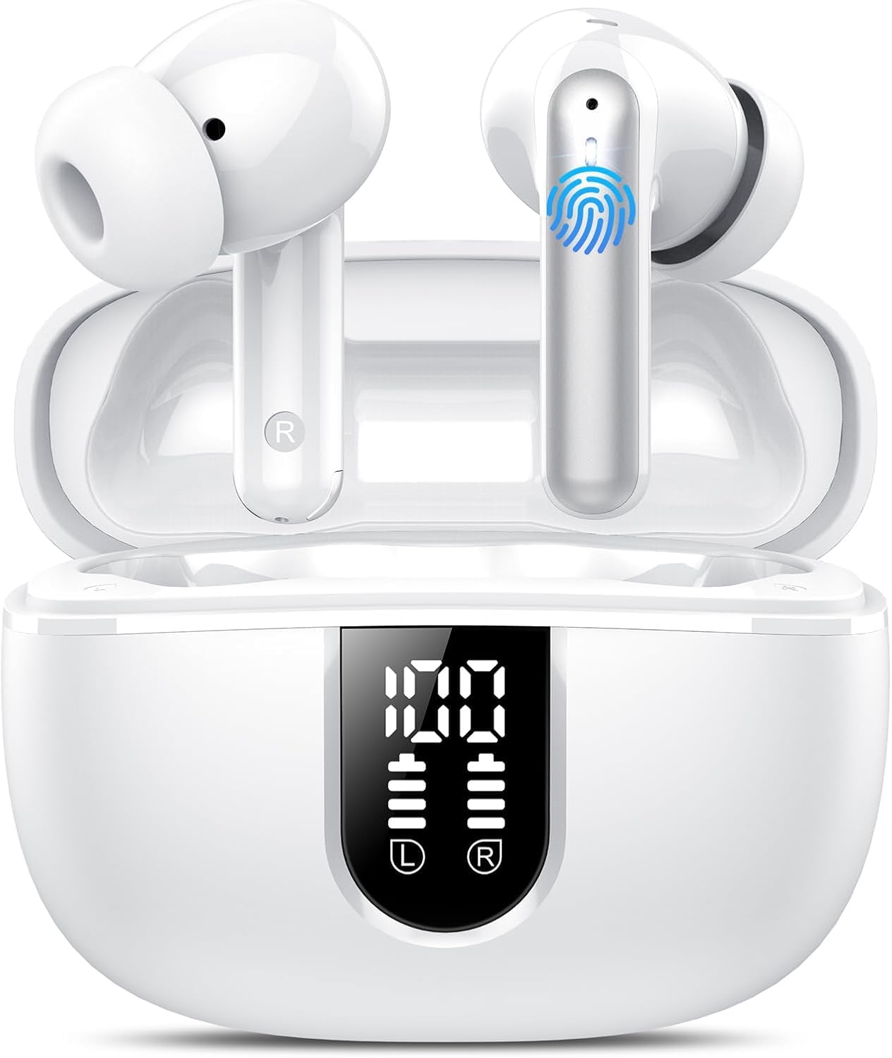 Bluetooth Kopfhörer Sport, Kopfhörer Kabellos Bluetooth 5.3 mit HD Mic, In Ear Kopfhörer mit 4 ENC Klarer Mic, 72 Std Kabellose Kopfhörer mit Tiefer Bass,IPX7 Wasserdicht Ohrhörer mit Ohrhaken, Rose