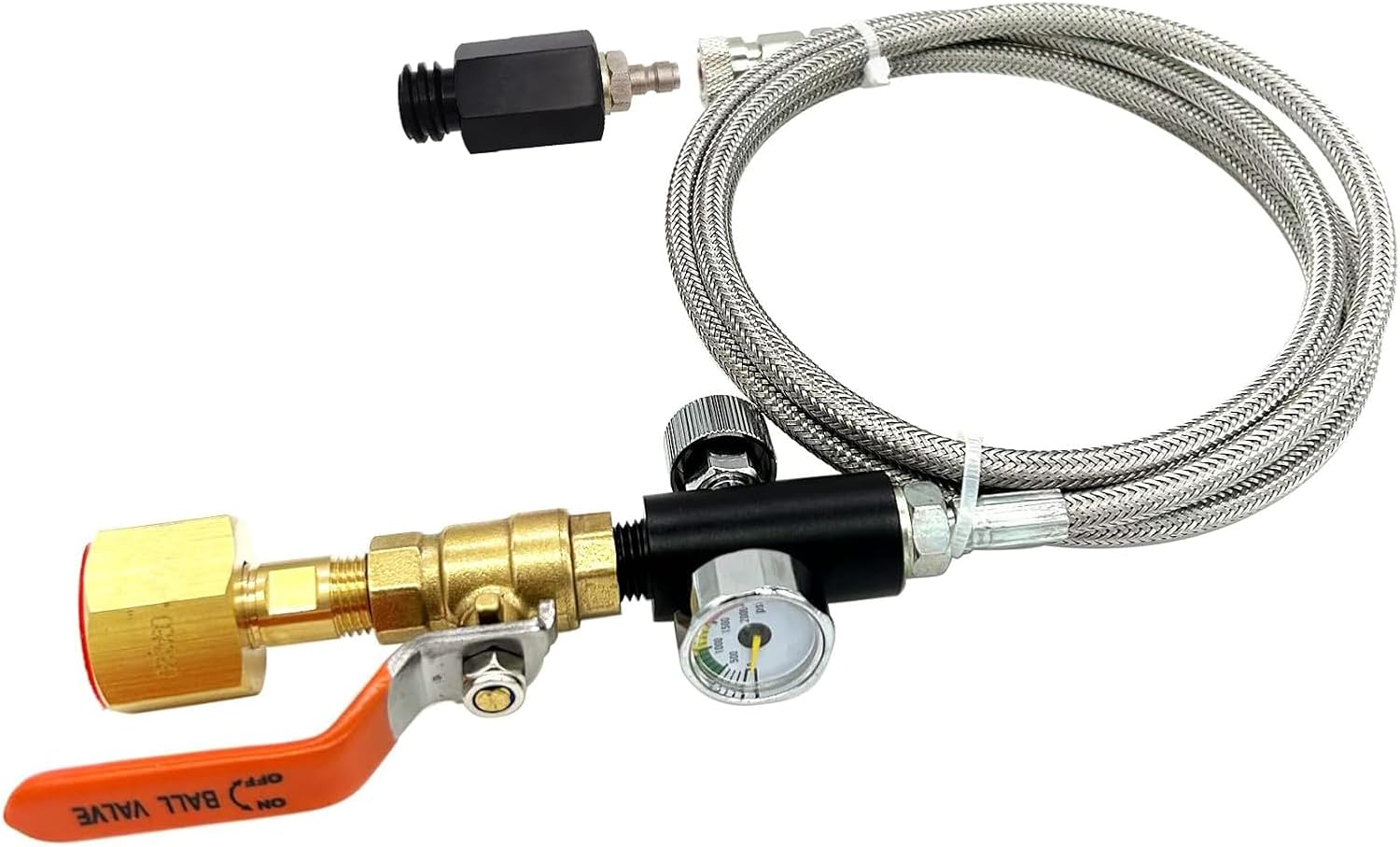 Soda Maker Adapter Hose Kit with Flow Control Ball Valve and 60inch Stainless Steel Hose,Carbonated Water Machine Co2 Tank Adapter Compatible with Jet One Touch Fizzi Aqua Fizz Blue Cylinder