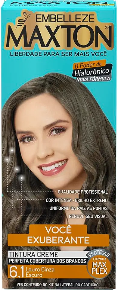 Tinta de Cabelo Maxton Louro Cinza Escuro 6.1 Exuberante