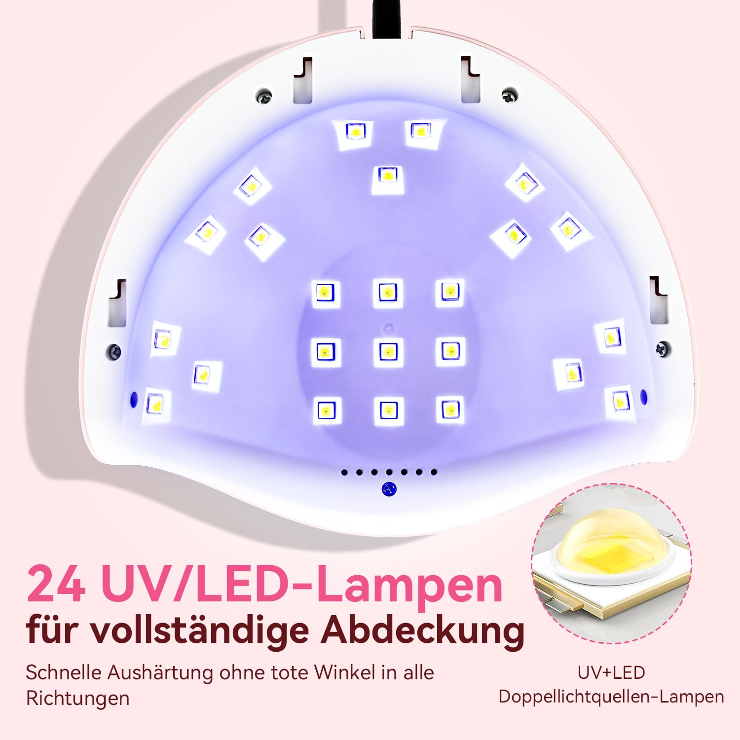 JODSONE UV-Nagellampe, LED-Gel-Nageltrockner, tragbare Gel-Nagellampe mit Auto-Sensor und 4 Timern, für den Heimsalon, Nagelwerkzeuge, Rosa