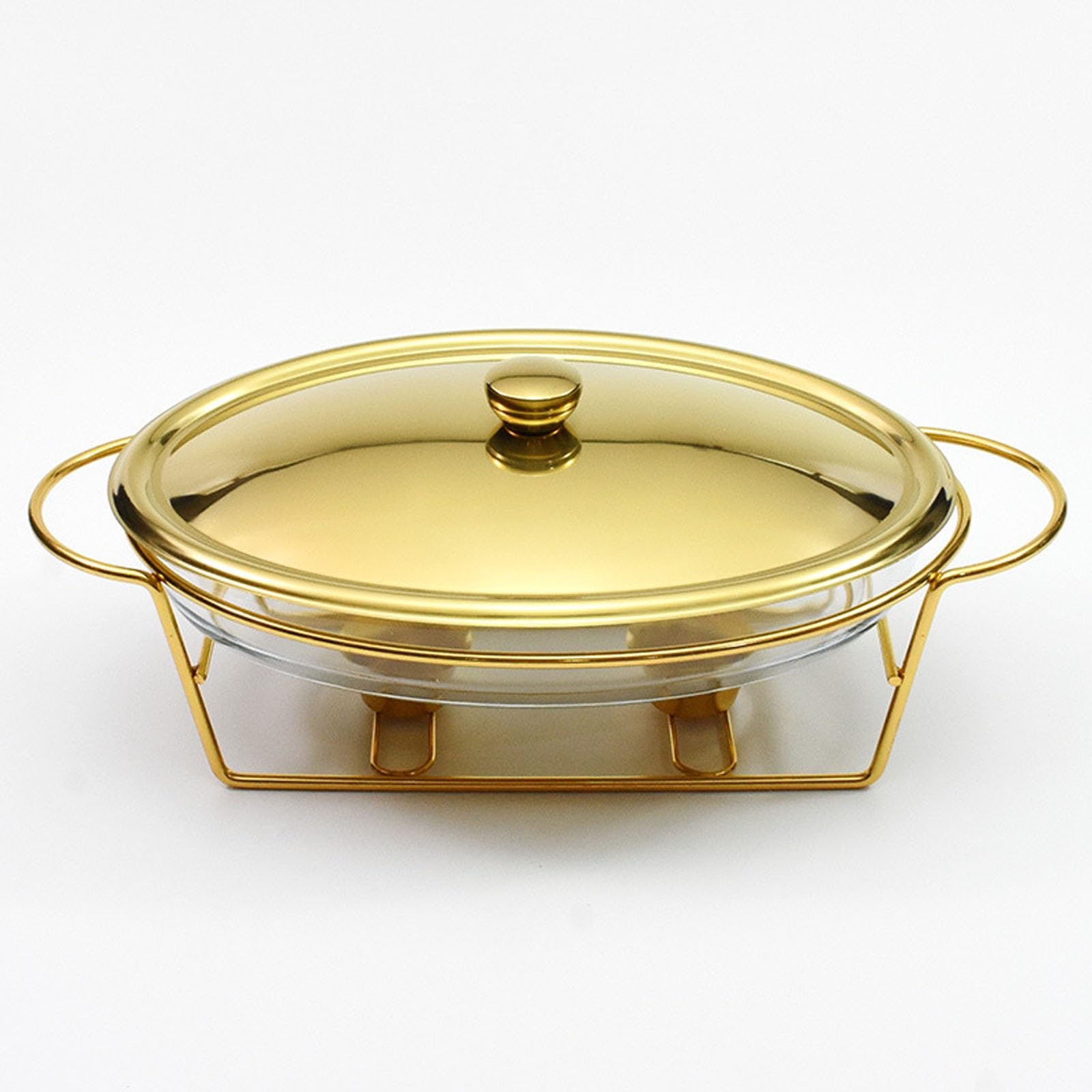 Juego de platos de cocina de acero inoxidable con bandeja y soportes de combustible, tamaño completo para catering, eventos, bodas, fiestas, banquetes