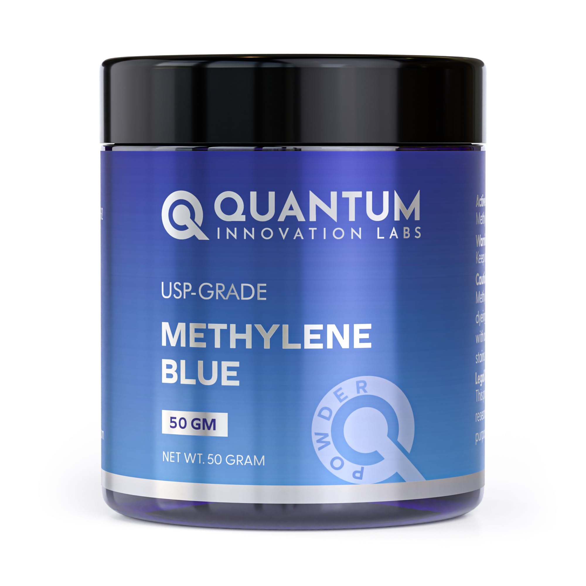 Methylene Blue Powder USP Grade – 50 Grams | UV Glass Jar | Third-Party Tested | 1 g Measuring Spoon Included
