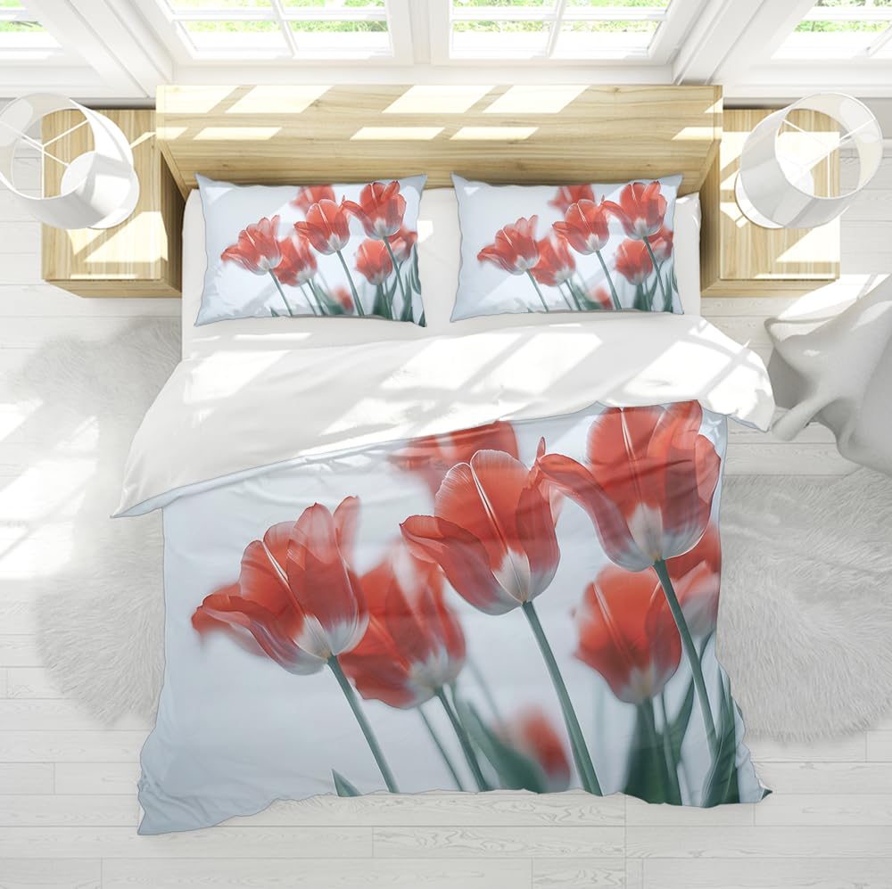 Parure lit fleurs de campagne avec couvre-couette tulip