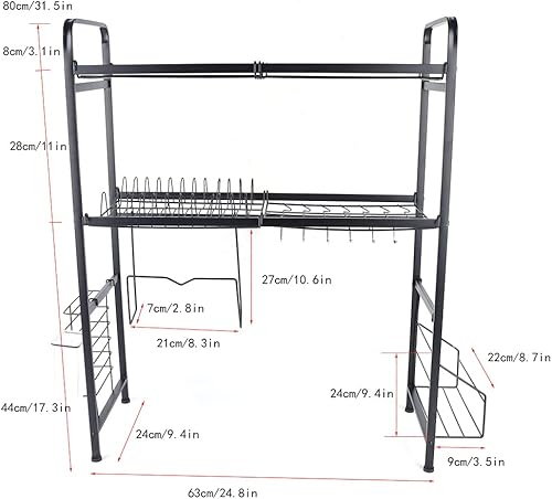 Miniatura 7 de Estante de fregadero de doble capa, estante de almacenamiento de cocina, soporte grande de acero inoxidable, escurridor de platos, organizador de
