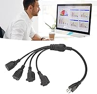 Vista 5 de Cable de enchufe divisor de alimentación, cable de alimentación de 3 clavijas de 1 a 4, cable de alimentación de 16 AWG a 18 AWG, cable adaptador