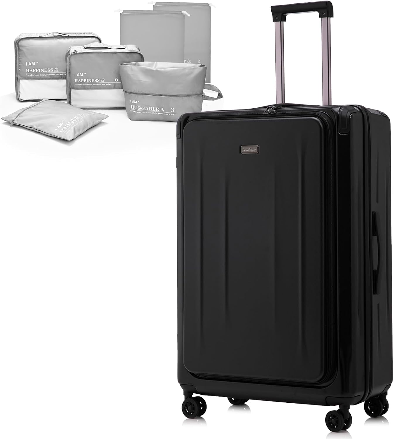 Premium 29 Inch Luggage, Top Opening Aluminum Frame Airline Approved ABS+PC Hard Shell Suitcases with Silent Wheels, TSA Lock, Front Pocket and Wet-dry Separated Six-piece set