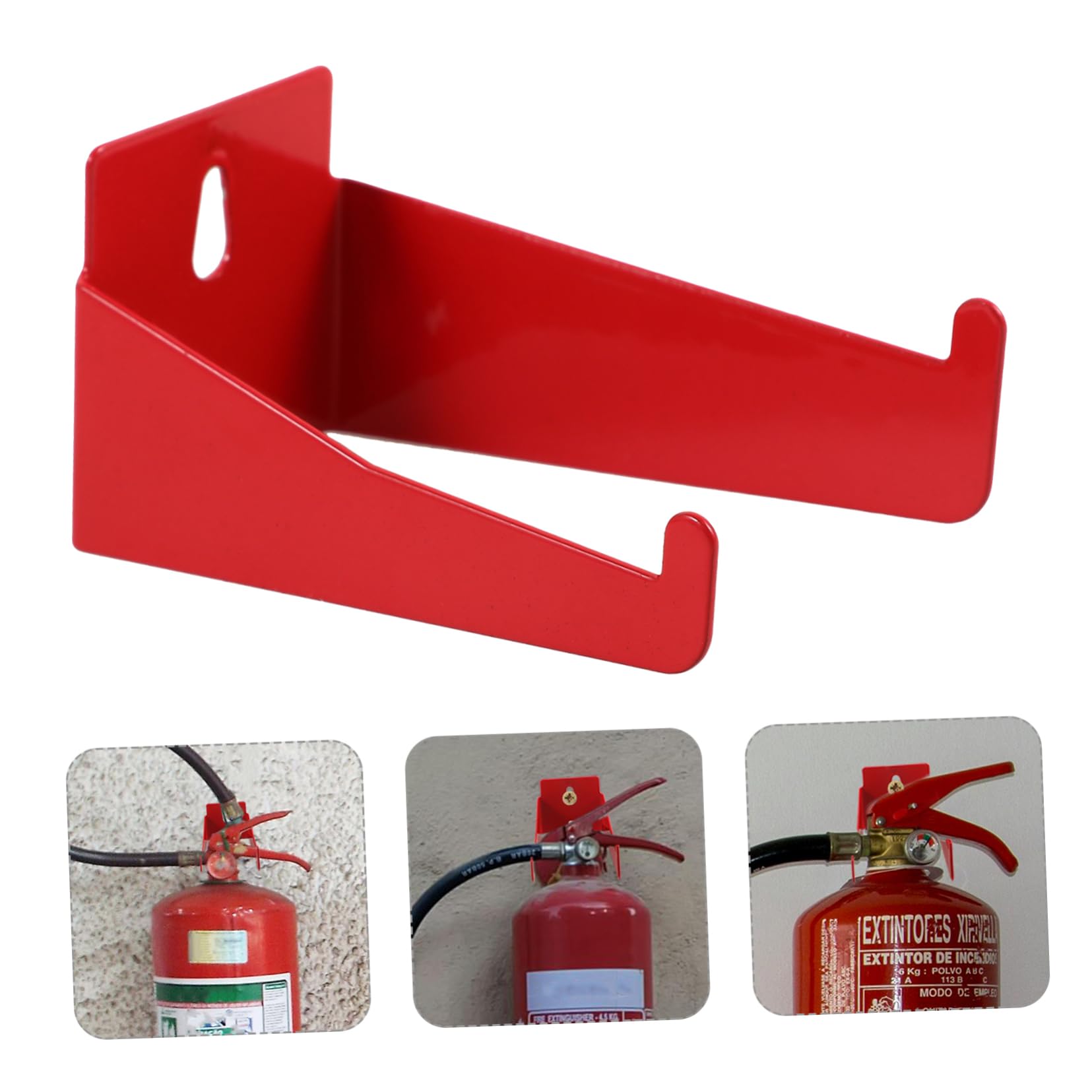 Cabilock Crochets Porte-extincteur Métal Rouge 4pcs Support Mural pour Extincteurs 1-4kg