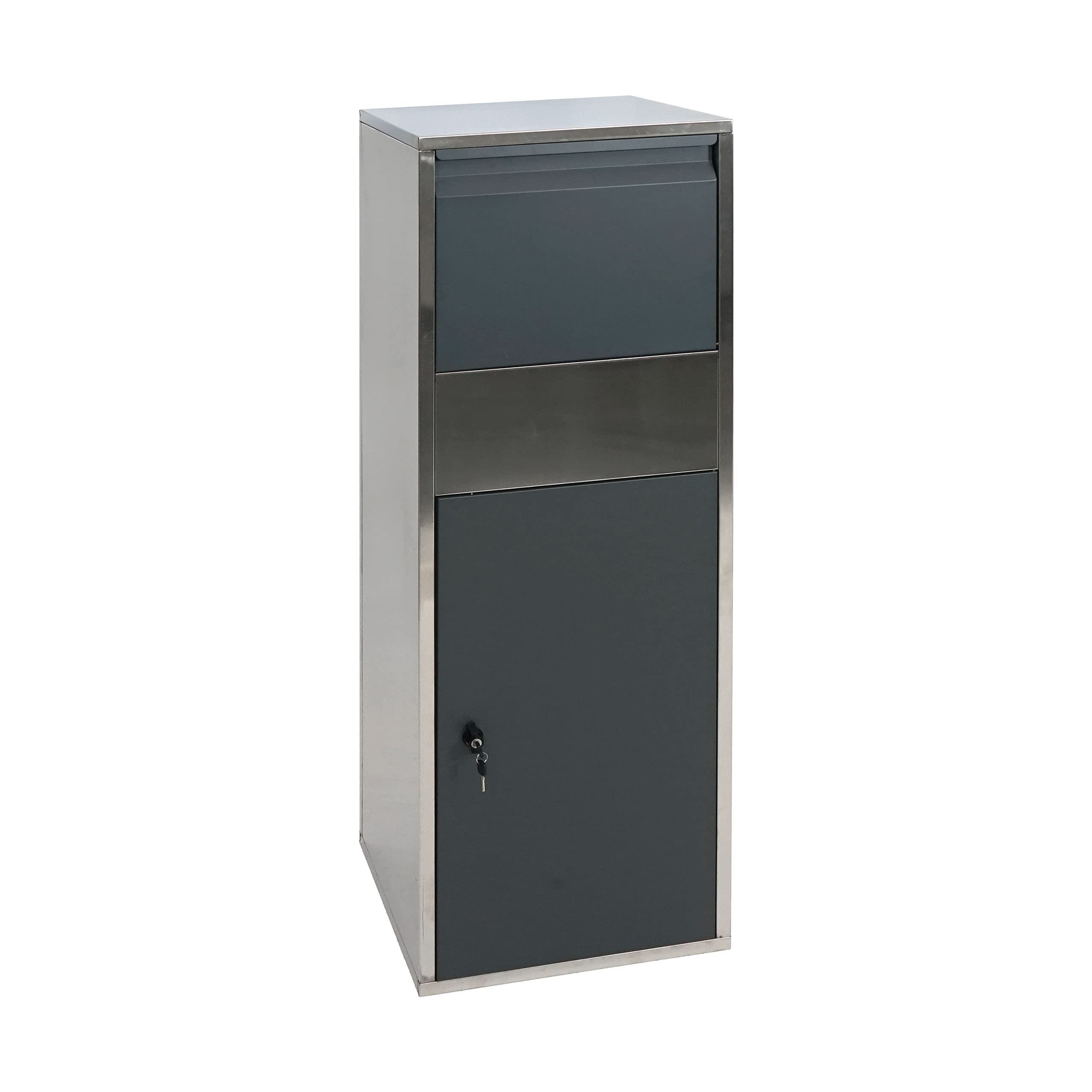 HWC-G80 - Buzón para paquetes (tamaño XL, acero inoxidable), color gris