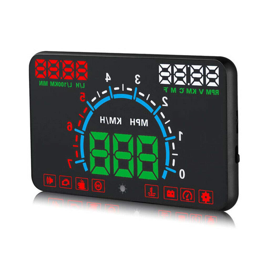 Pantalla de cabeza alta HUD para coche 5.8" OBD2 OBD2 Medidor automático para salpicadero Advertencia de velocidad