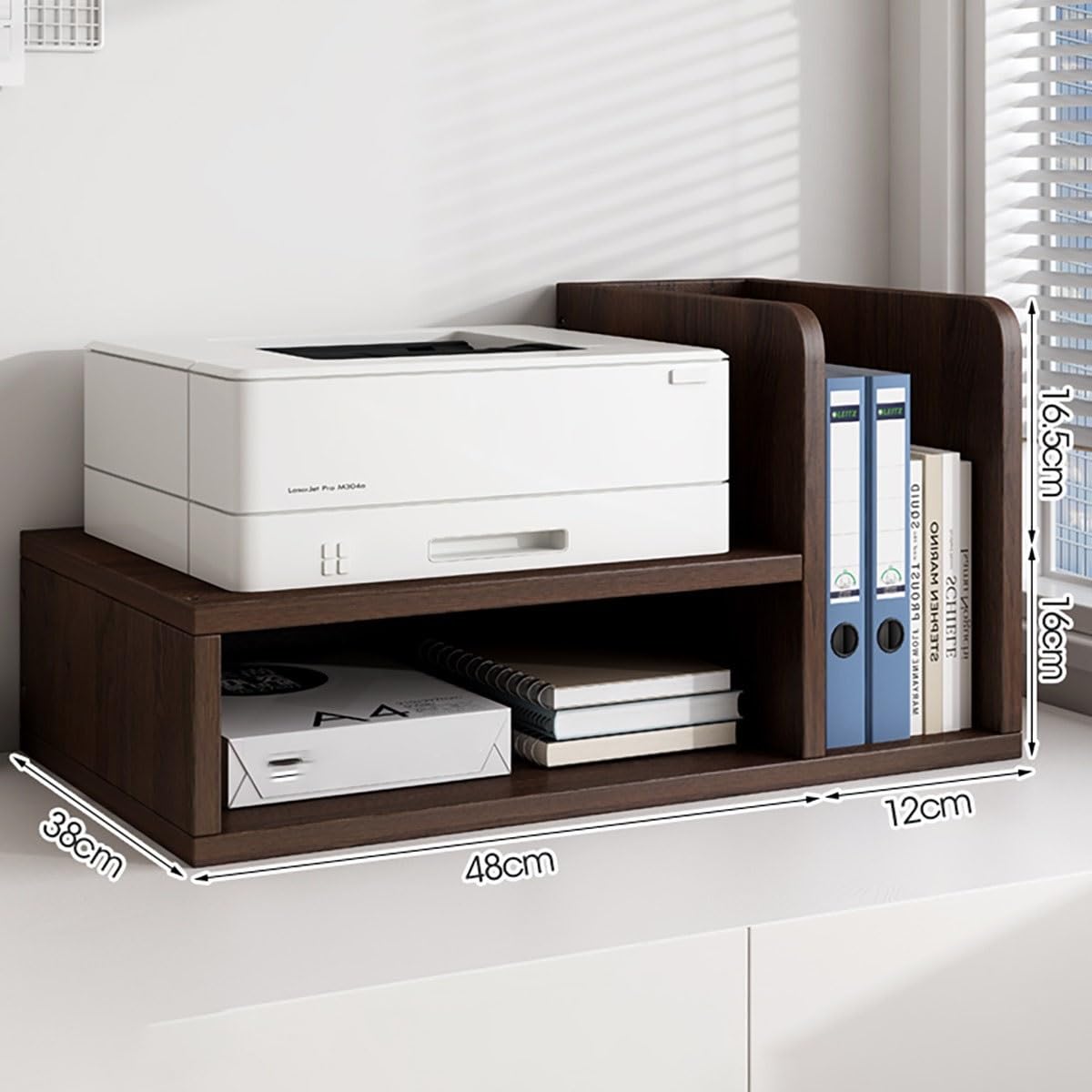 Mesa Impresora compacta para Espacios reducidos, Soporte para Impresora de Escritorio con estantería, Mueble Impresora a 2 Niveles para Oficina o casa, Mesa para Impresora(Brown)