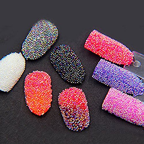 Minejin Nails Art Mini Rhinestones Beads Ab Micro Ball Gems 3D Manicure Tips Two Bottle With Tray #TOP5