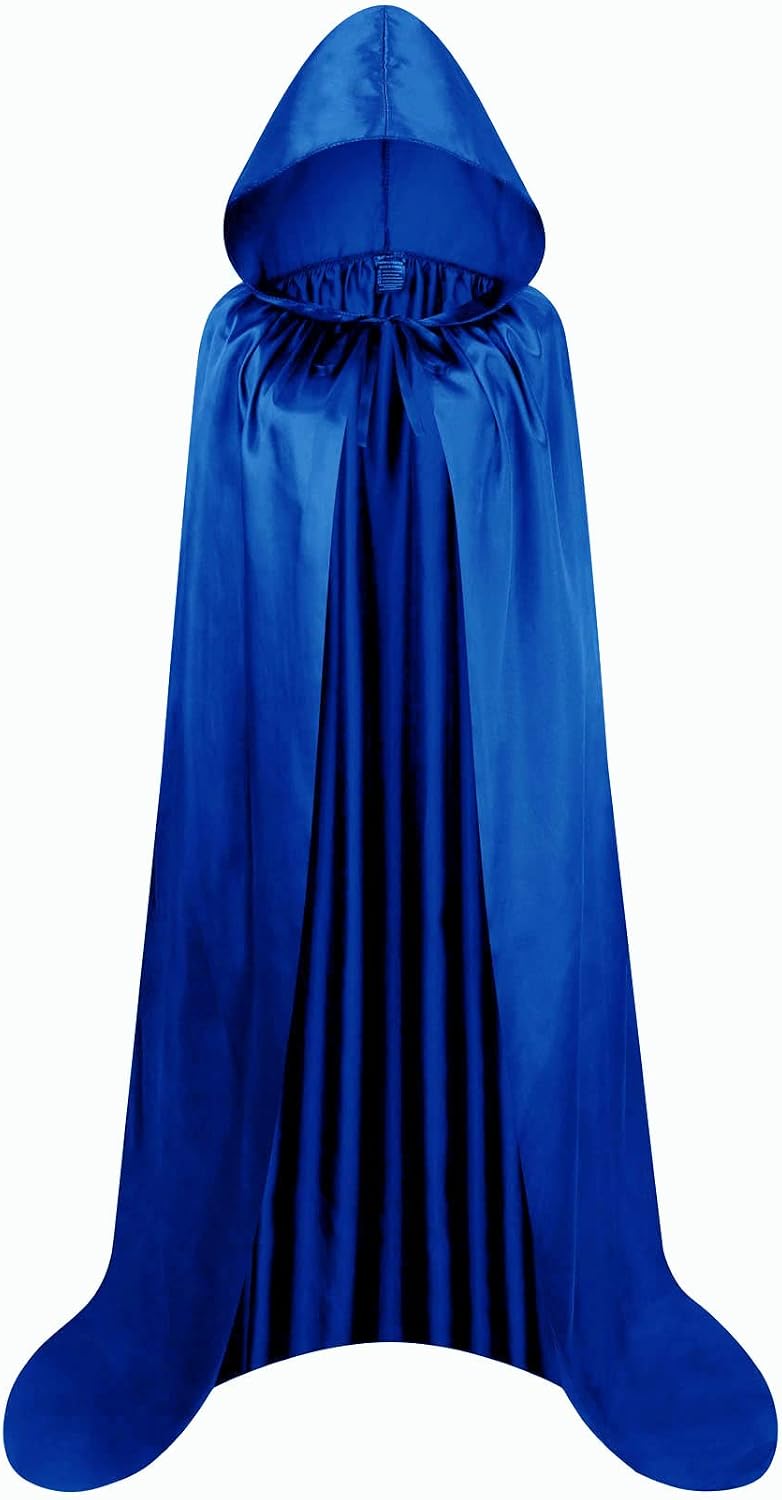GRAJTCIN Unisex Adult Hooded Cape Full Length Halloween Christmas Costume Party Cloak Size 43" to 67"
