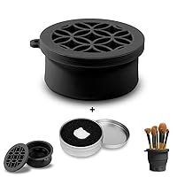 Vista 1 de Taza de limpieza de cepillo de maquillaje de silicona - Soporte plegable portátil y limpiador, diseño 2 en 1 (negro)