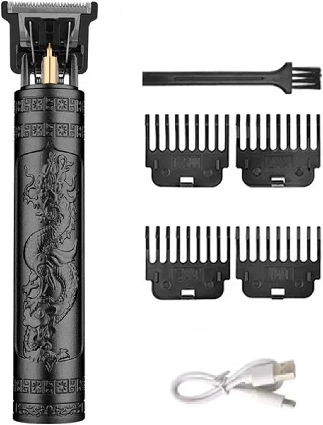 ヴィンテージ T9 電気コードレスヘア切断機プロフェッショナル理髪トリマー男性用バリカンシェーバーひげ(Black DragonA-