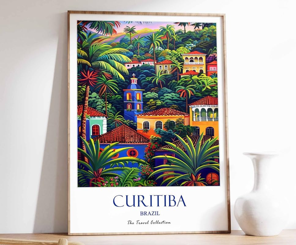 Poster Curitiba Brésil format A0 pour un salon esprit jungle urbaine
